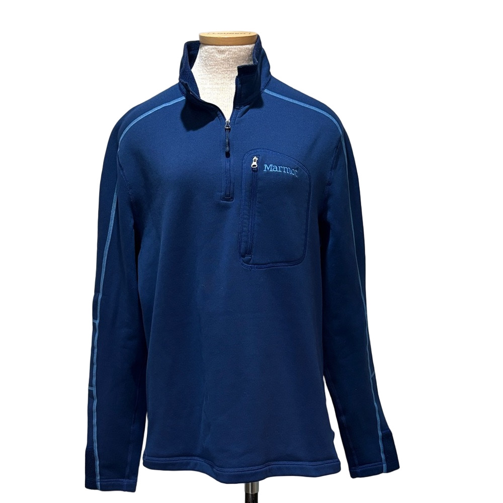 Marmot sz XL blue polartec 3/4 zip pullover